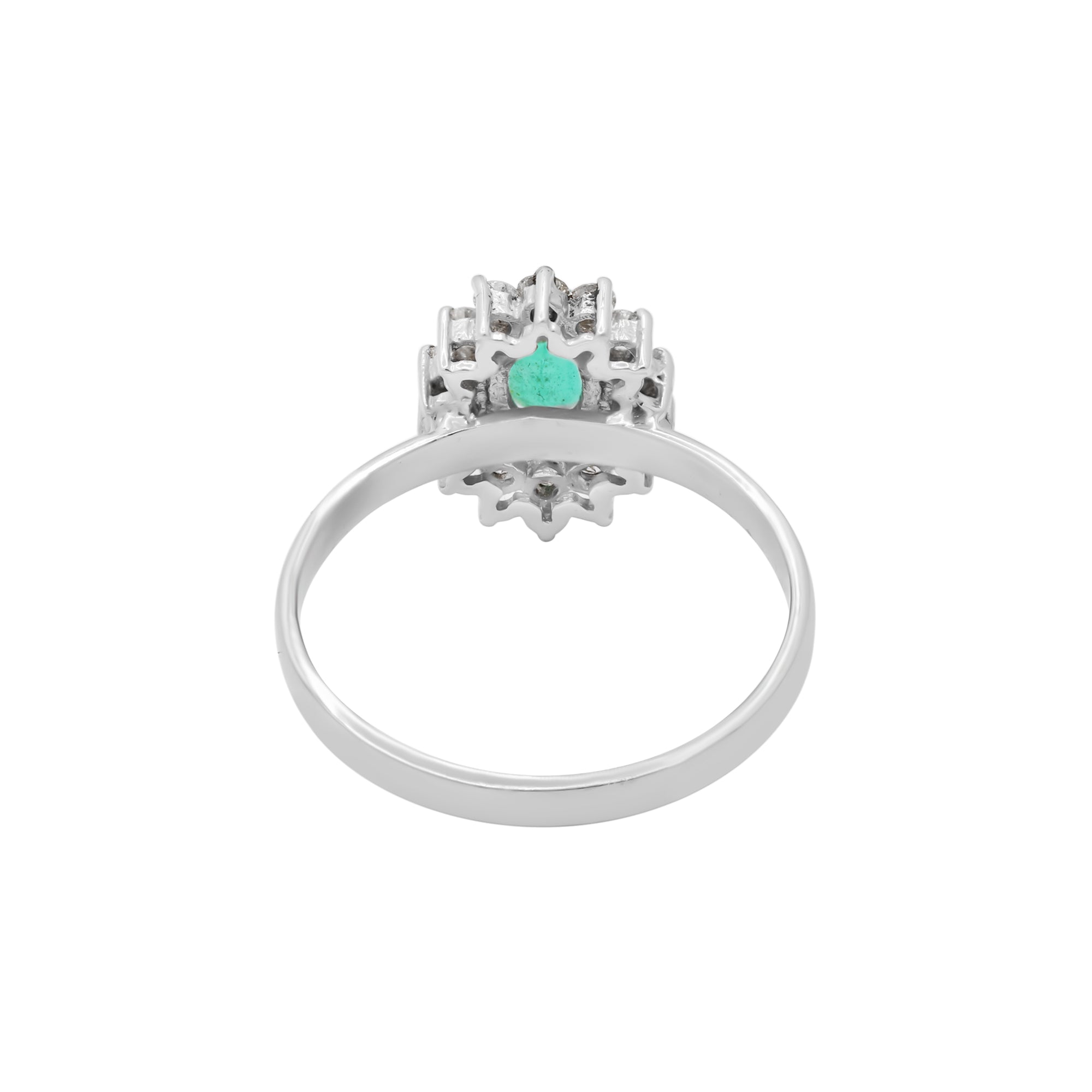 Natural Oval Cut Emerald Gemstone With Diamond Ring In 18k Yellow Gold