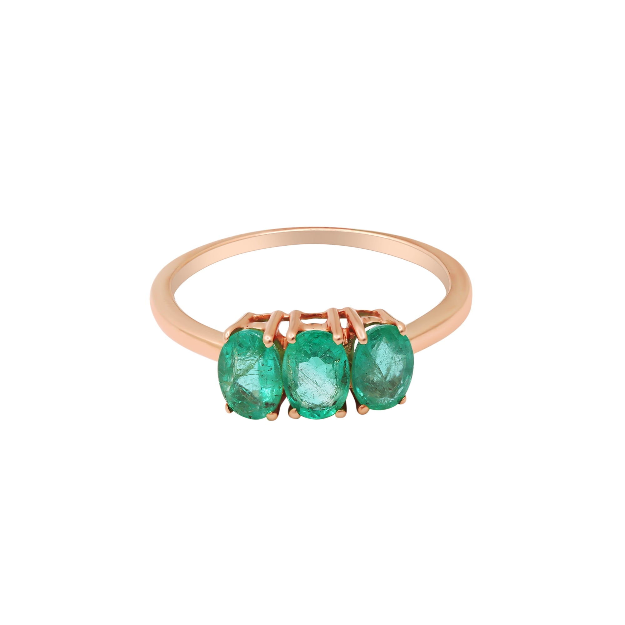 Natural Oval Emerald Yellow Gold Ring In 14k Yellow Gold
