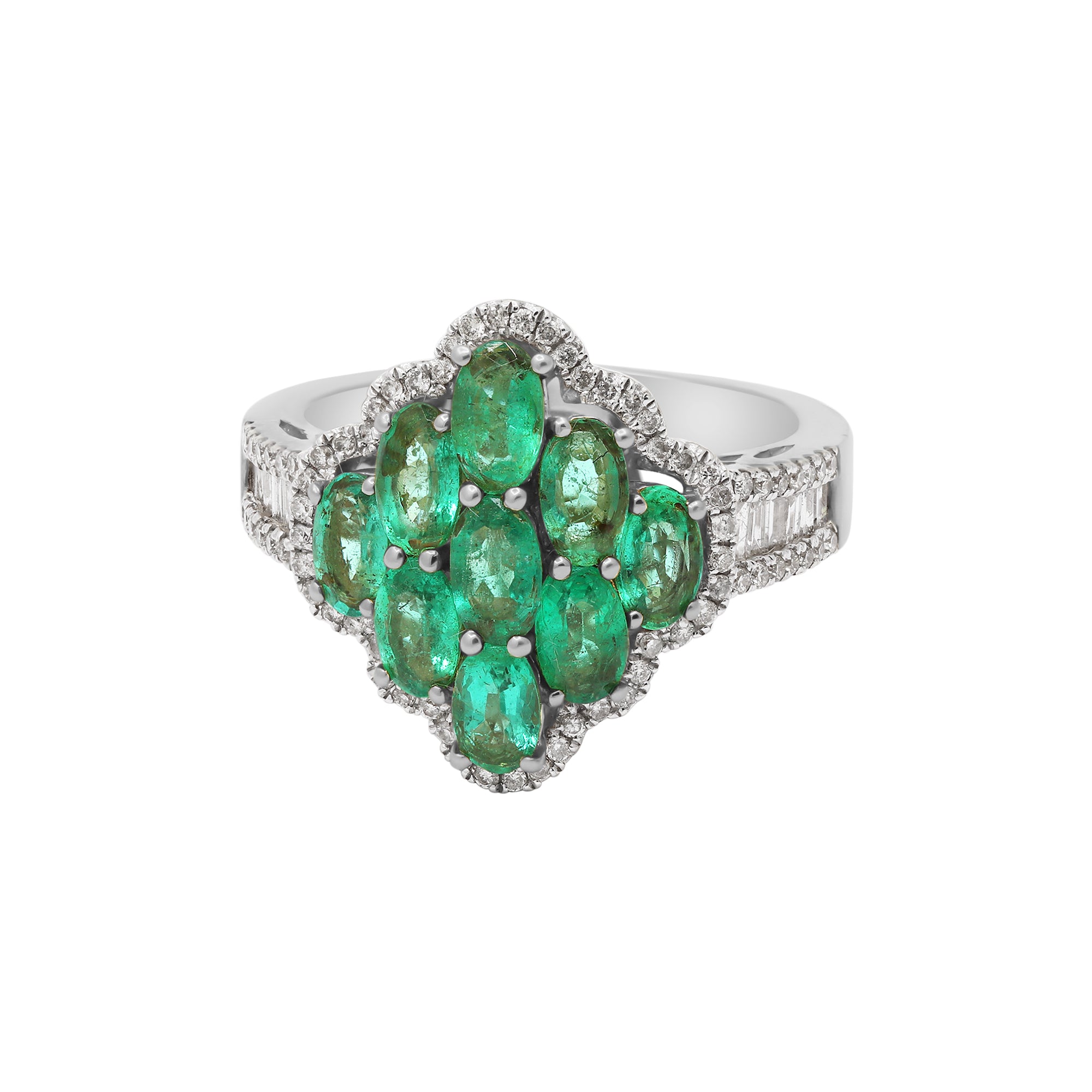 Gorgeous Natural Emerald And Diamond Yellow Gold Ring In 14k Yellow Gold