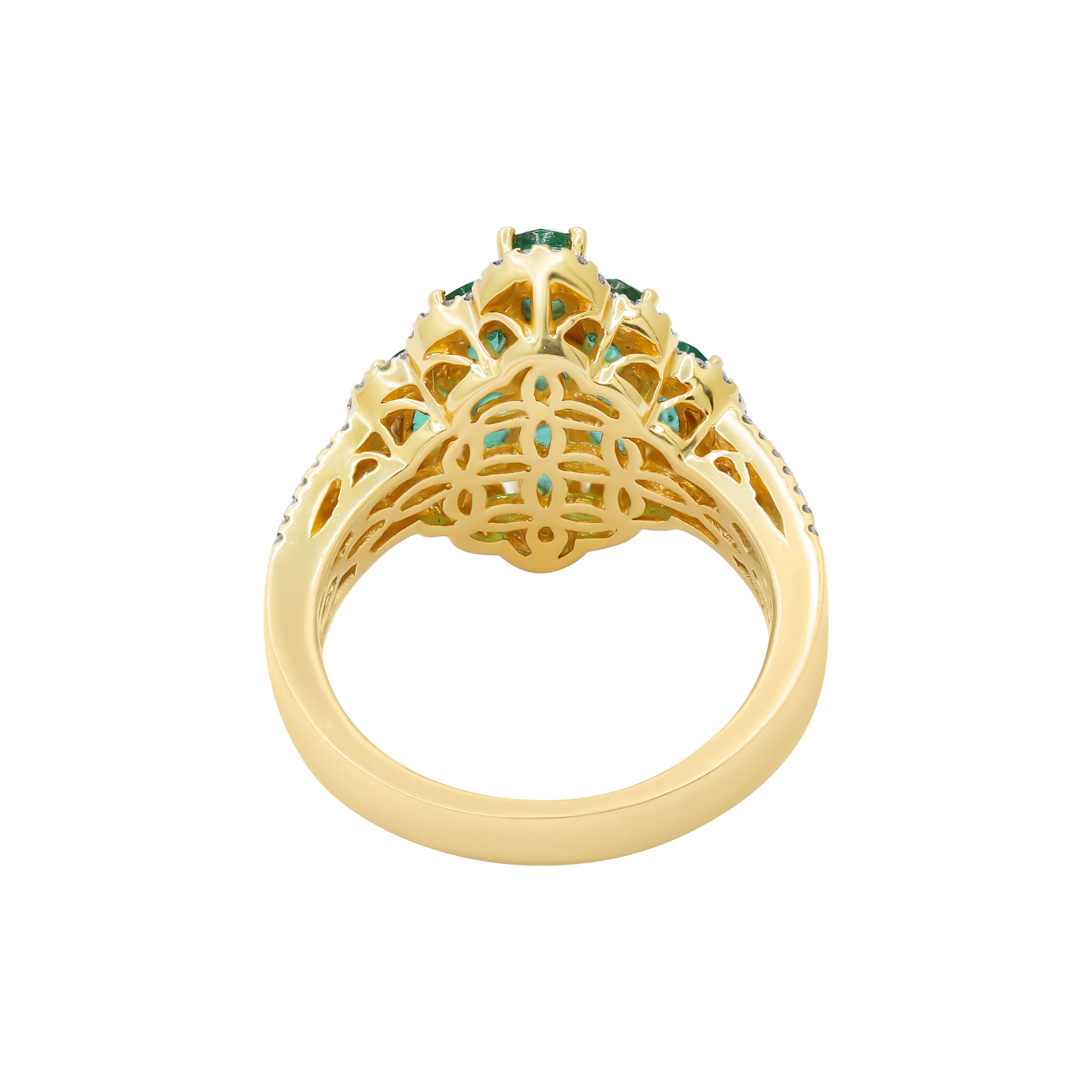 Gorgeous Natural Emerald And Diamond Yellow Gold Ring In 14k Yellow Gold