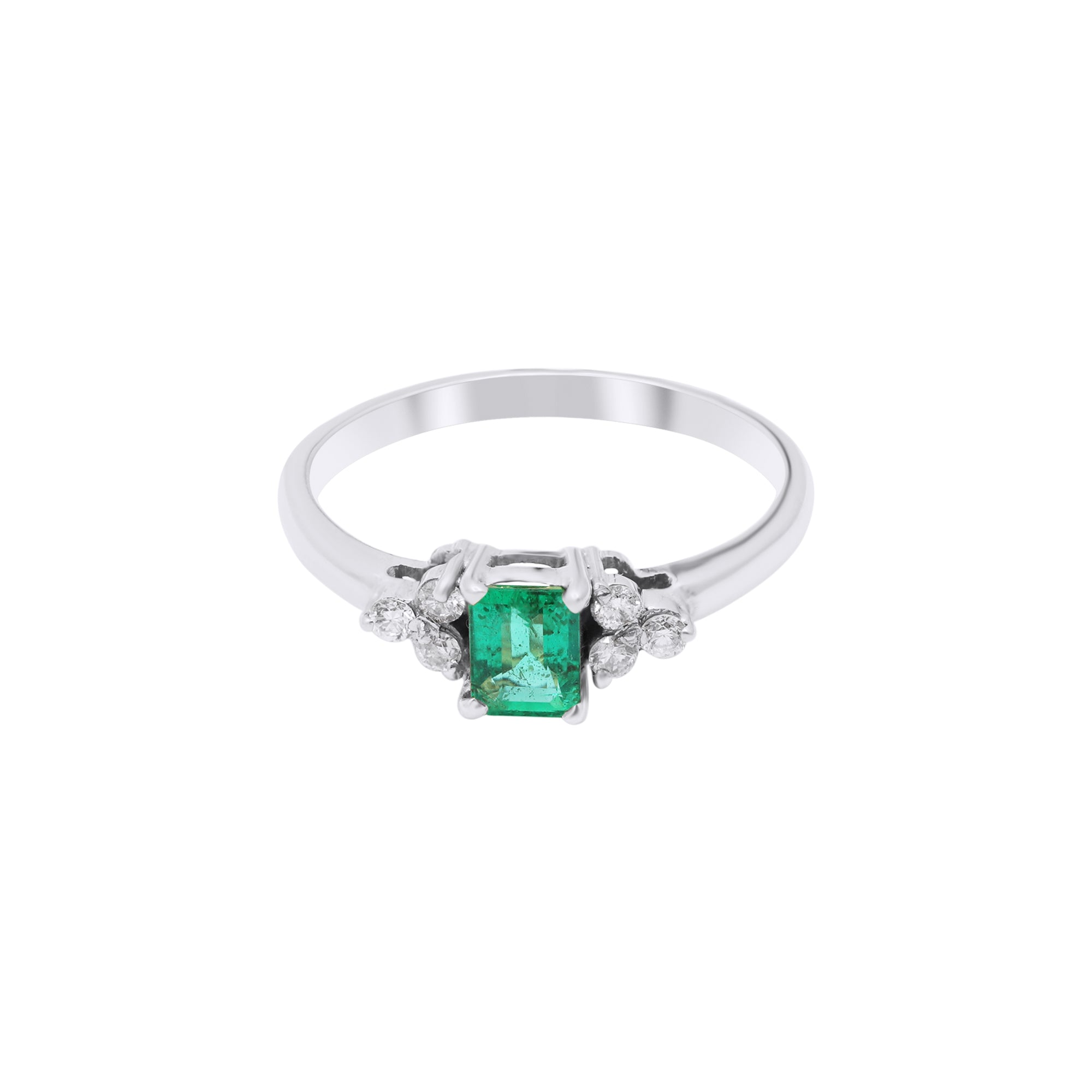 14k Yellow Gold Natural Emerald With Diamond Yellow Gold Ring