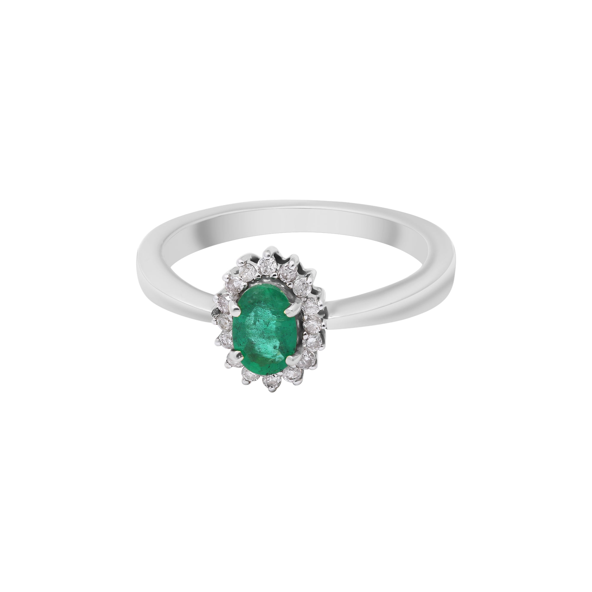 Natural Oval Emerald With Diamond In 14k Yellow Gold