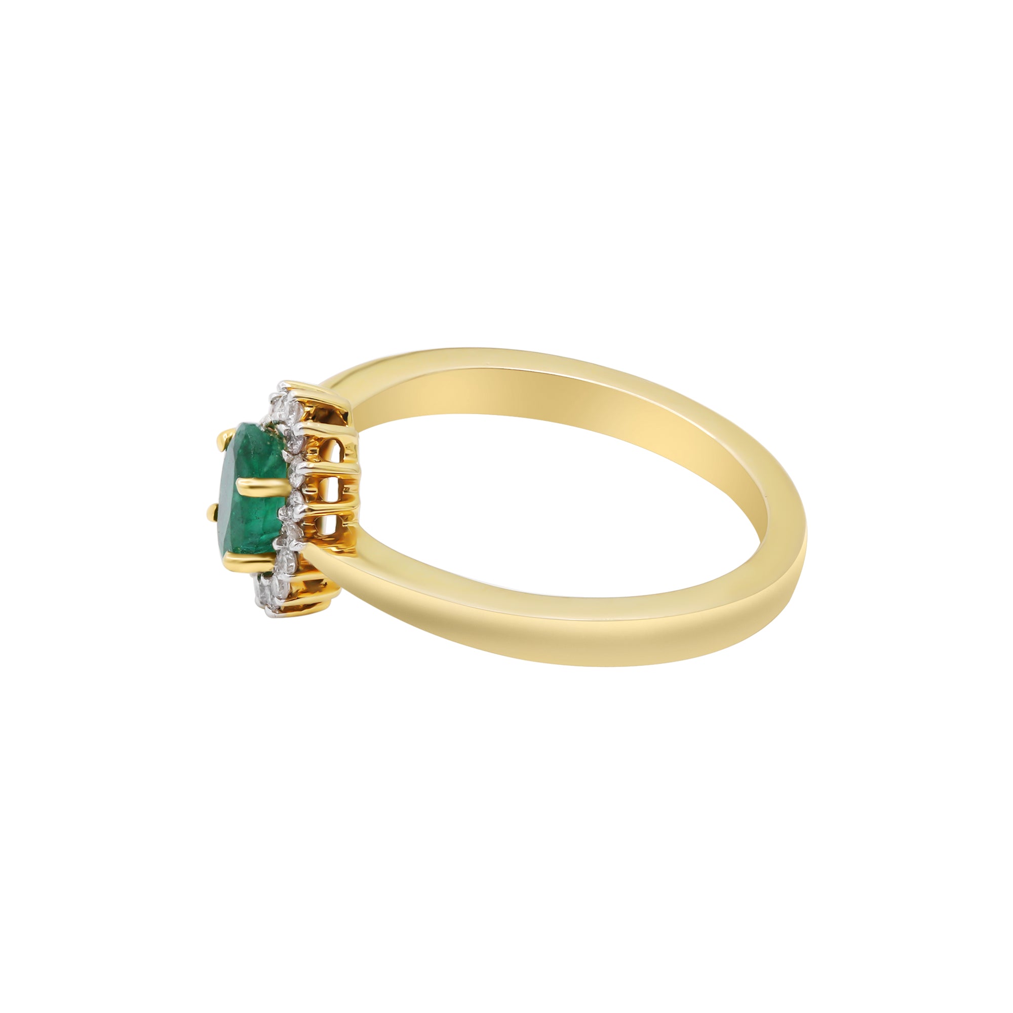 Natural Oval Emerald With Diamond In 14k Yellow Gold