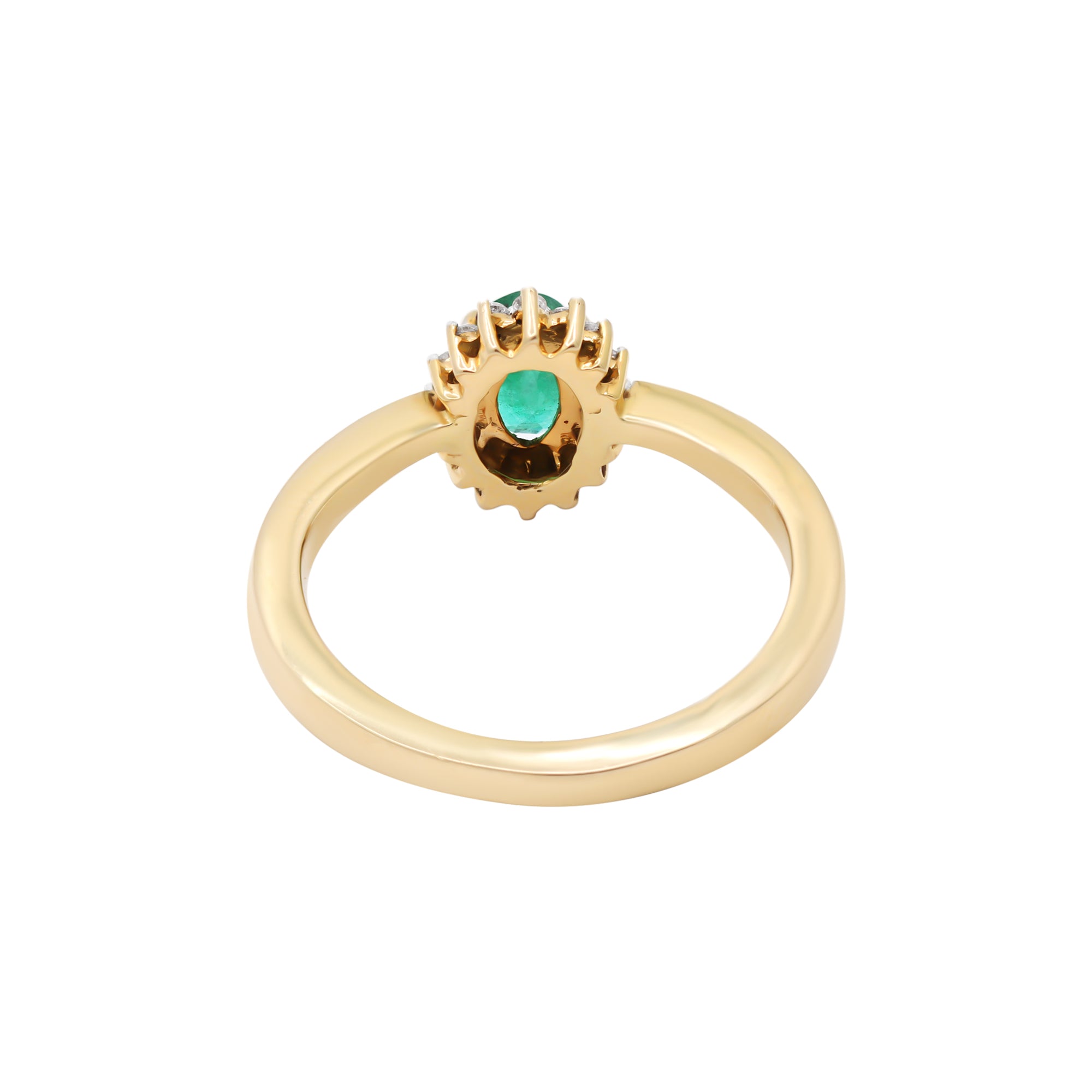 Natural Oval Emerald With Diamond In 14k Yellow Gold