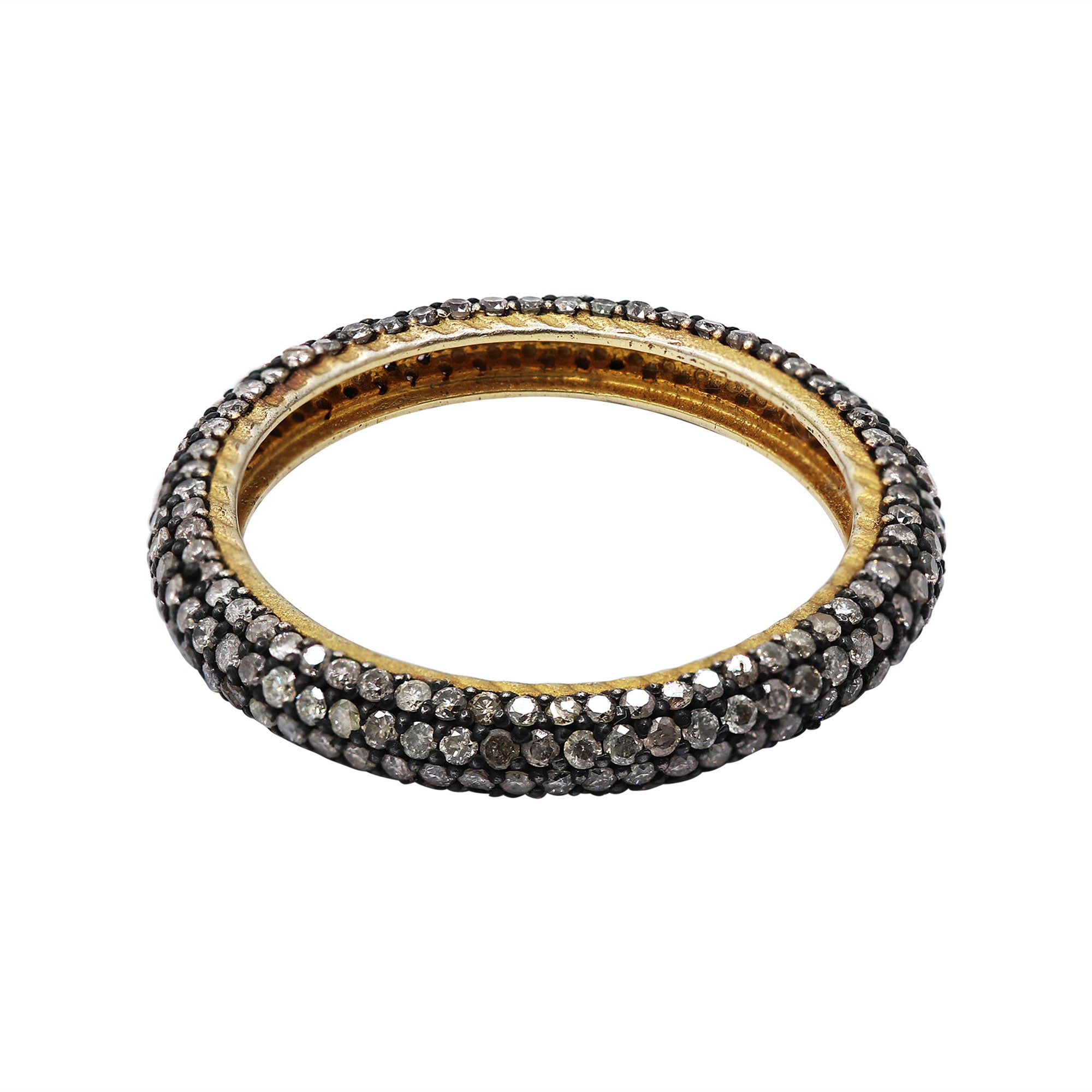 925 Sterling Silver Diamond Gold Plated Silver Band Ring