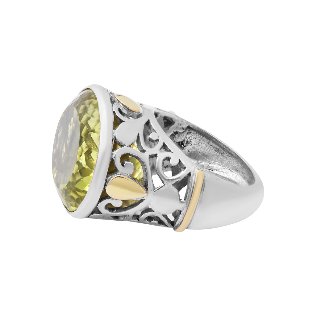 Lemon Quartz Oval Shaped Gemstone Ring 925 Sterling Silver Handmade Ring