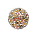 Beautiful Multi Tourmaline & Diamond 925 Silver Gold Plated Handmade Ring