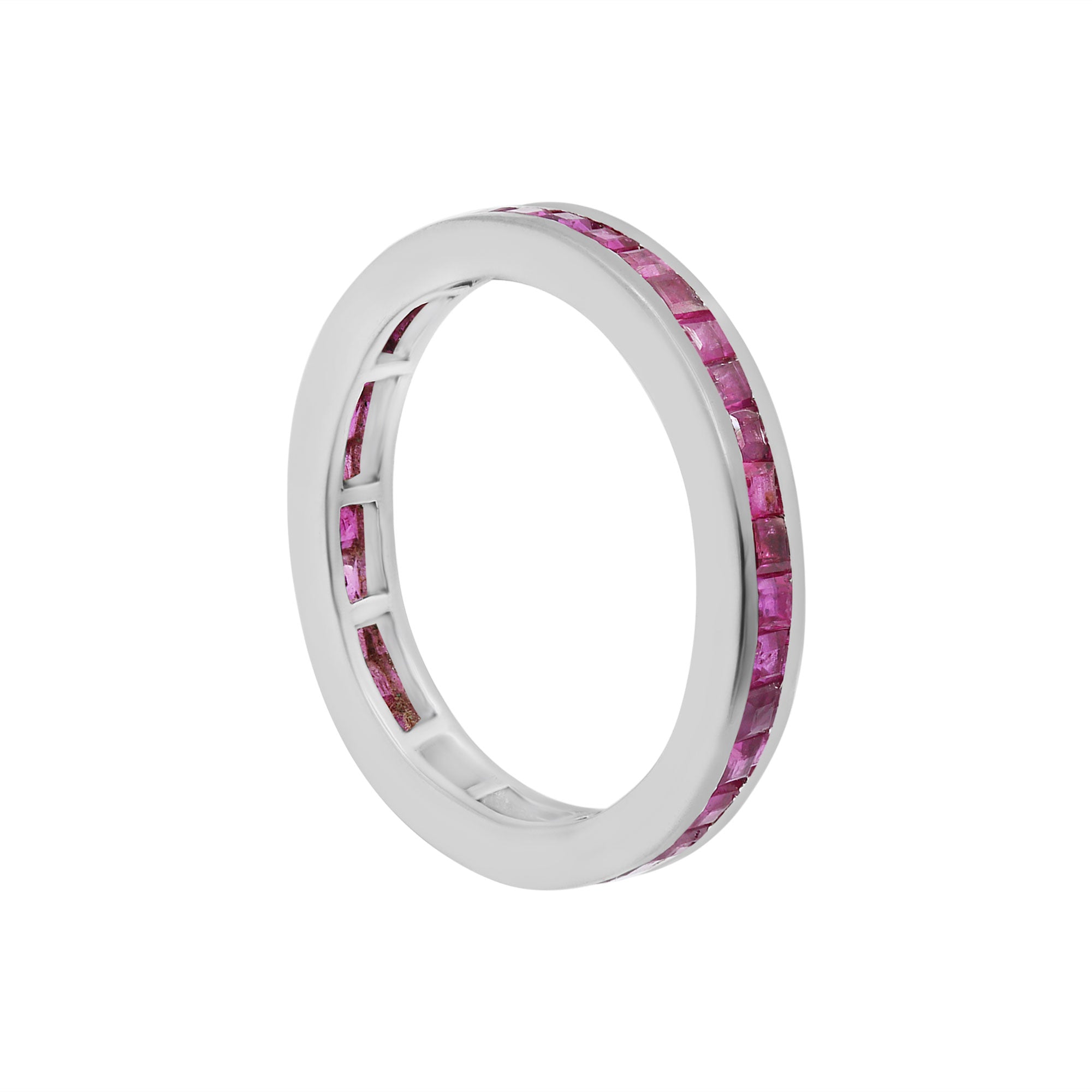 Natural Ruby Gemstone Band Ring In 18k Yellow Gold