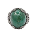 Designer Natural Emerald & Diamond 925 Sterling Silver Black Rhodium Ring