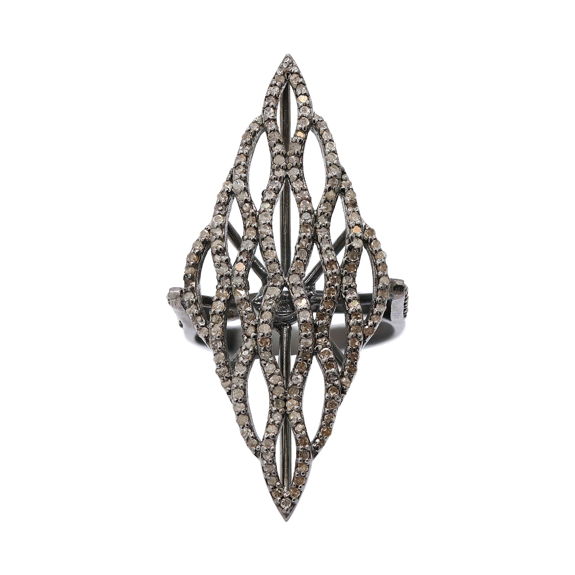 925 Sterling Silver Black Rhodium Diamond Ring For Women & Girls