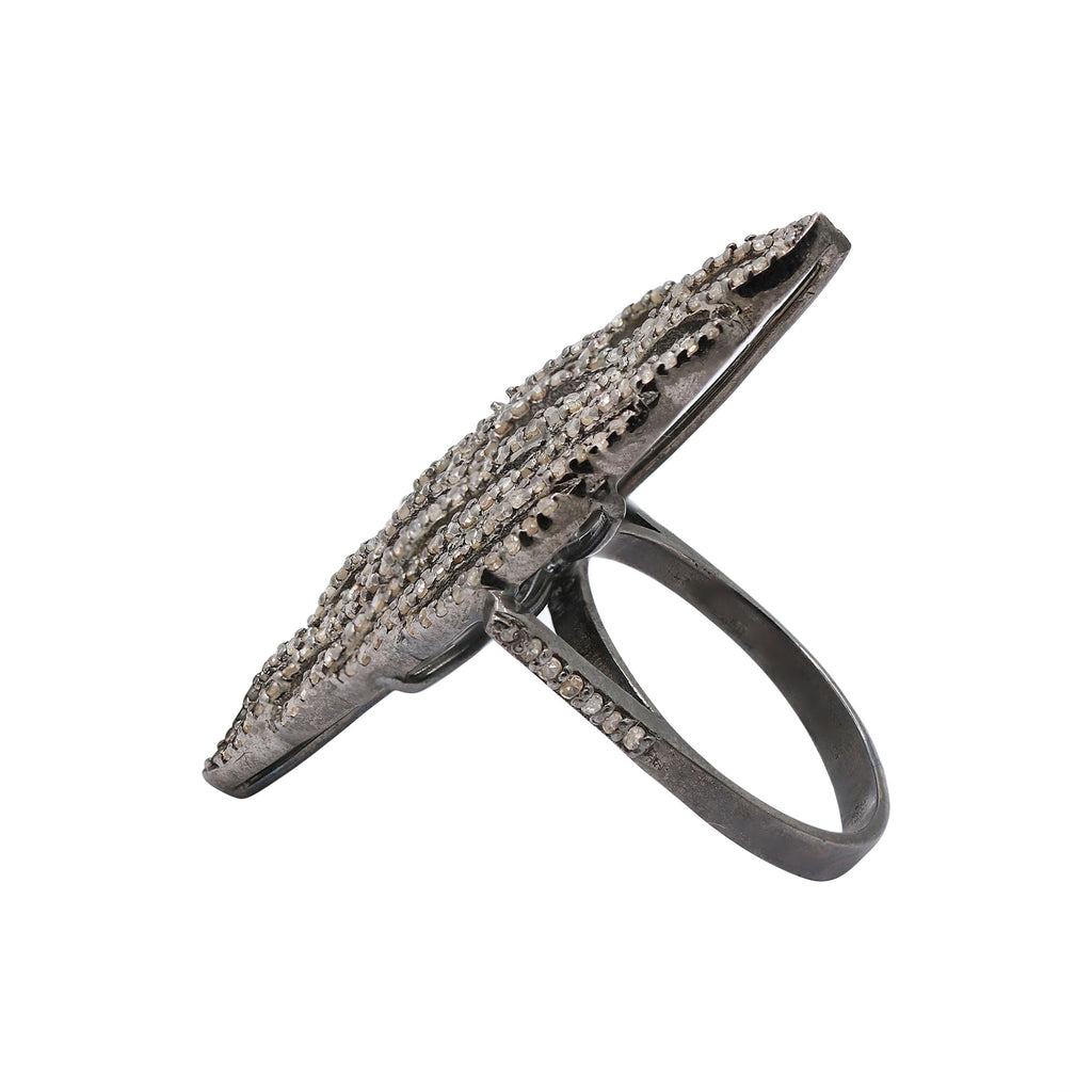 925 Sterling Silver Black Rhodium Diamond Ring For Women & Girls