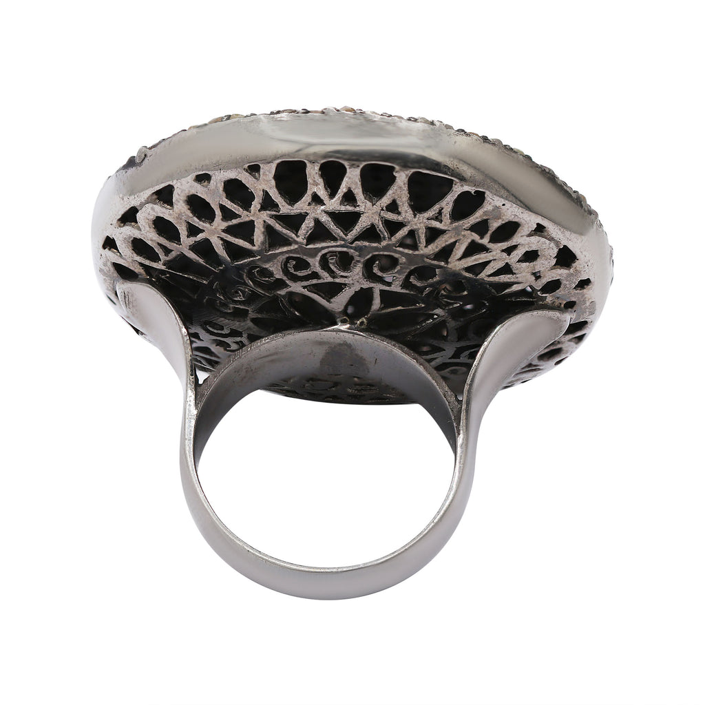Handmade Black Rhodium 925 Sterling Silver Black Diamond Ring