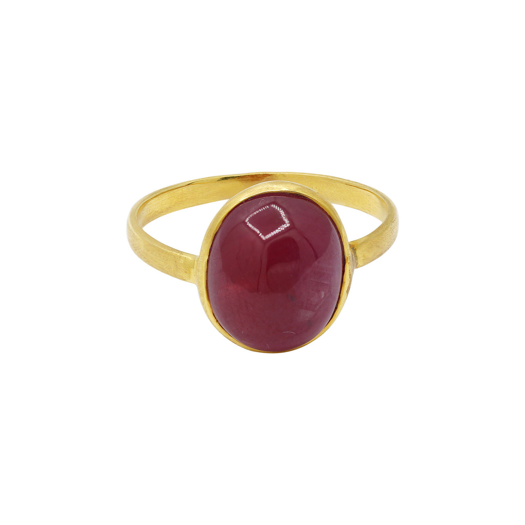 Natural Ruby Gemstone Yellow Gold Ring In 18k Yellow Gold