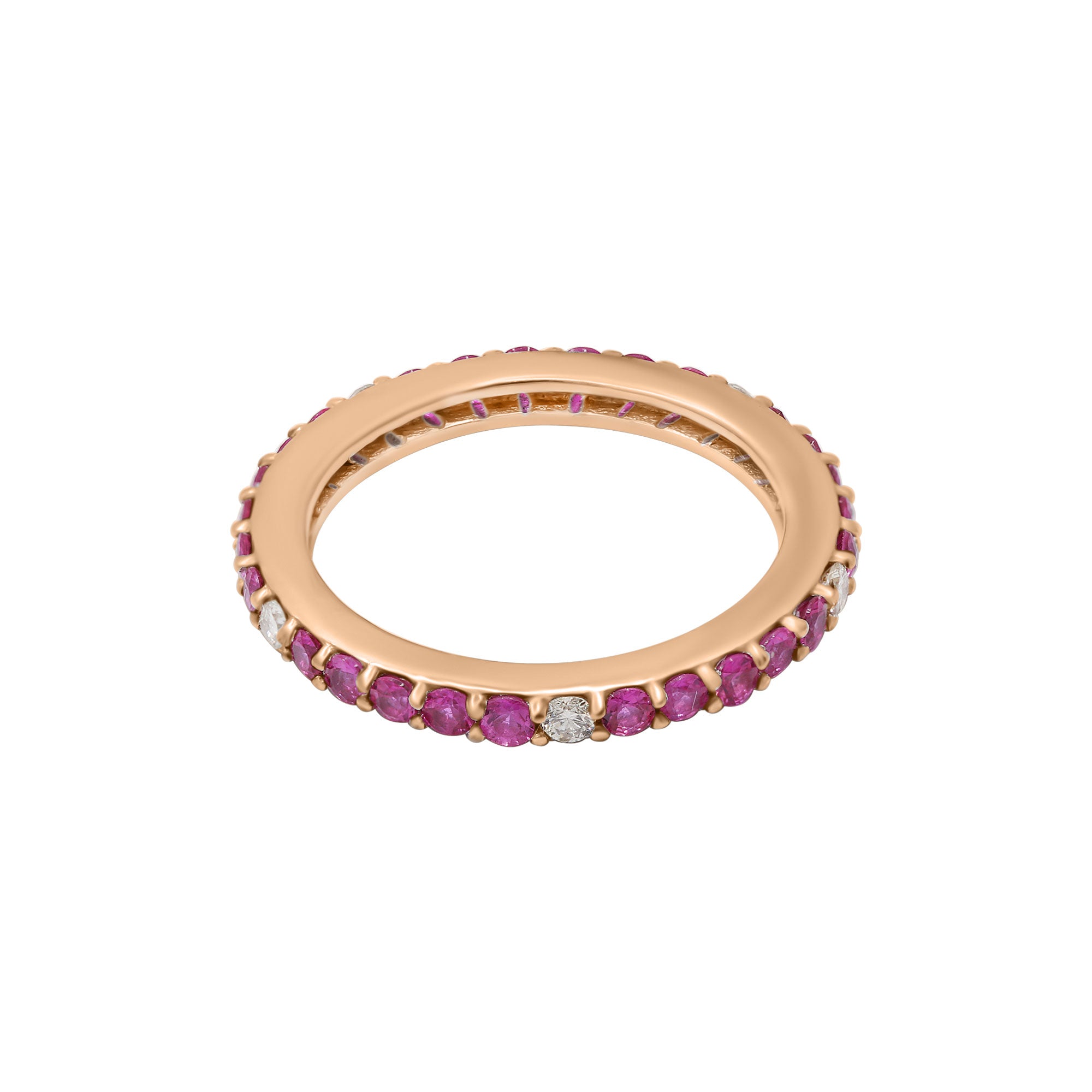 Natural Ruby And Diamond 18k White Gold Band Ring