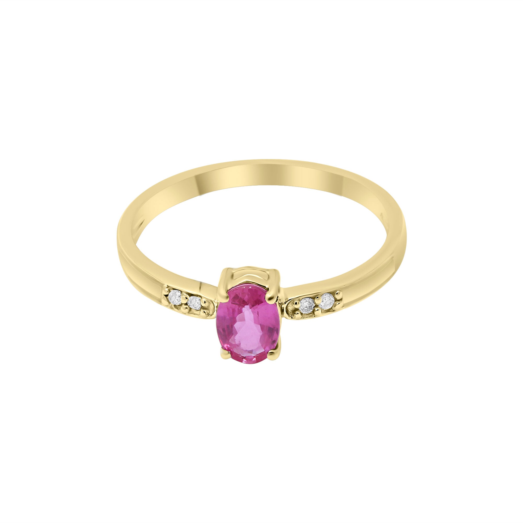 Natural Oval Cut Ruby With Diamond White Gold Ring In 14k White Gold