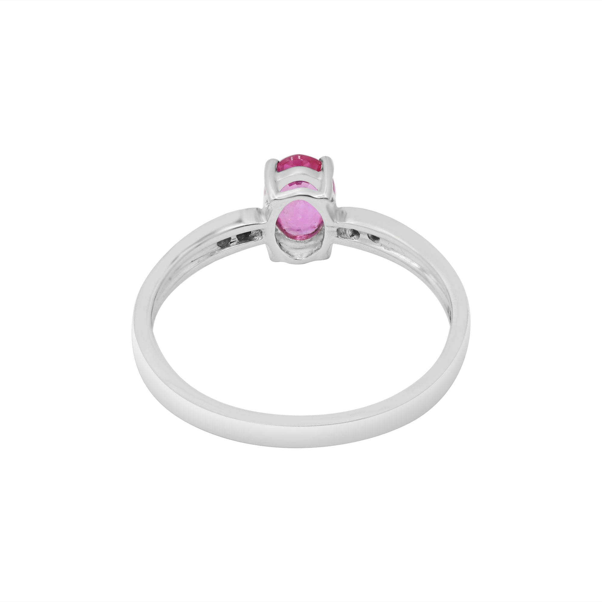 Natural Oval Cut Ruby With Diamond White Gold Ring In 14k White Gold