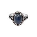 Precious Blue Sapphire With Diamond 925 Sterling Silver Ring