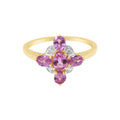 Natural Pink Sapphire With Diamond Ring In 14k Yellow Gold