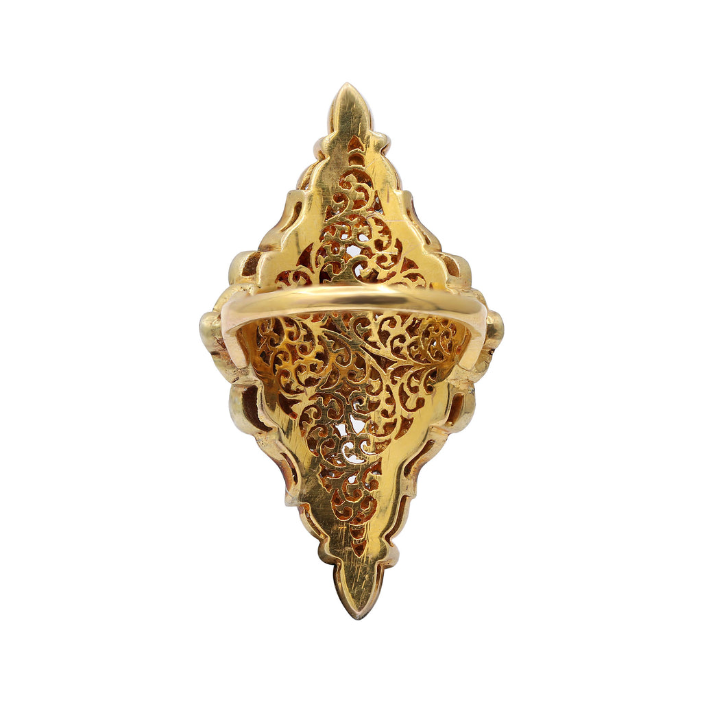 Designer Polki Diamond 925 Sterling Silver Gold Plated Ring