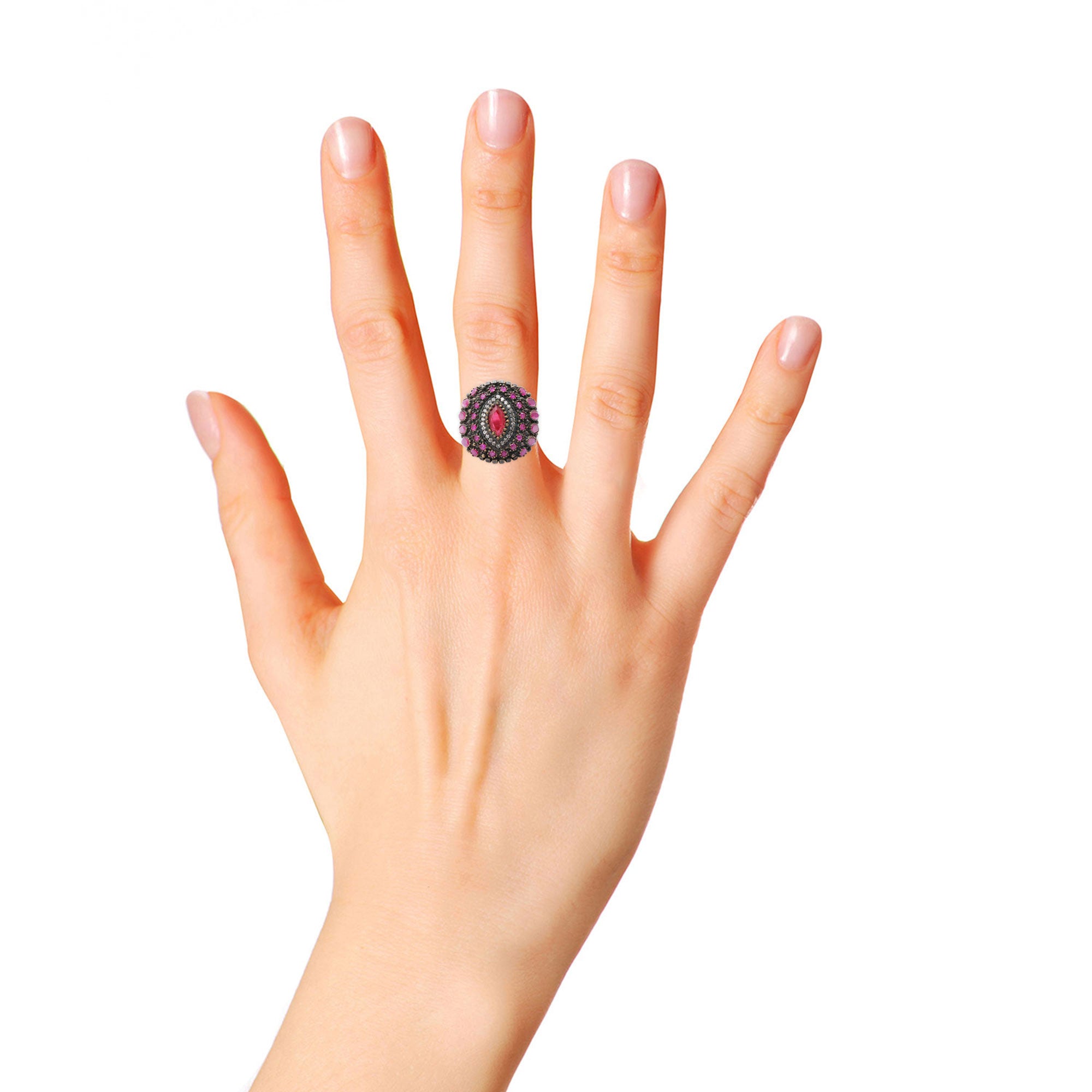 Precious Ruby & Cubic Zircon 925 Sterling Silver Handmade Ring