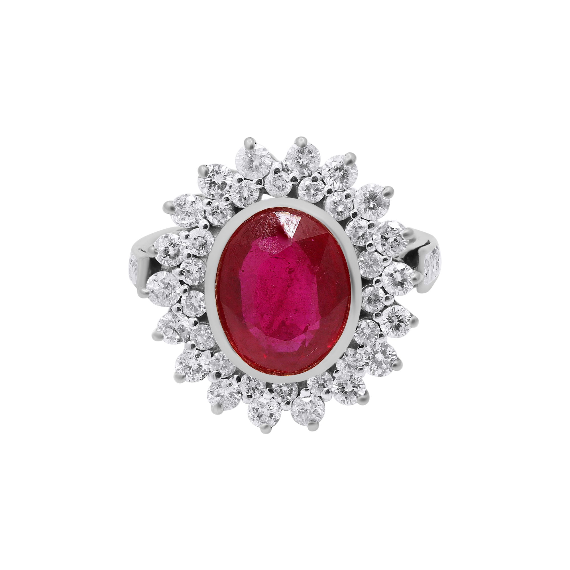 Natural Oval Cut Ruby With Diamond Yellow Gold Designer Ring In 18k Yellow Gold