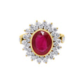 Natural Oval Cut Ruby With Diamond Yellow Gold Designer Ring In 18k Yellow Gold