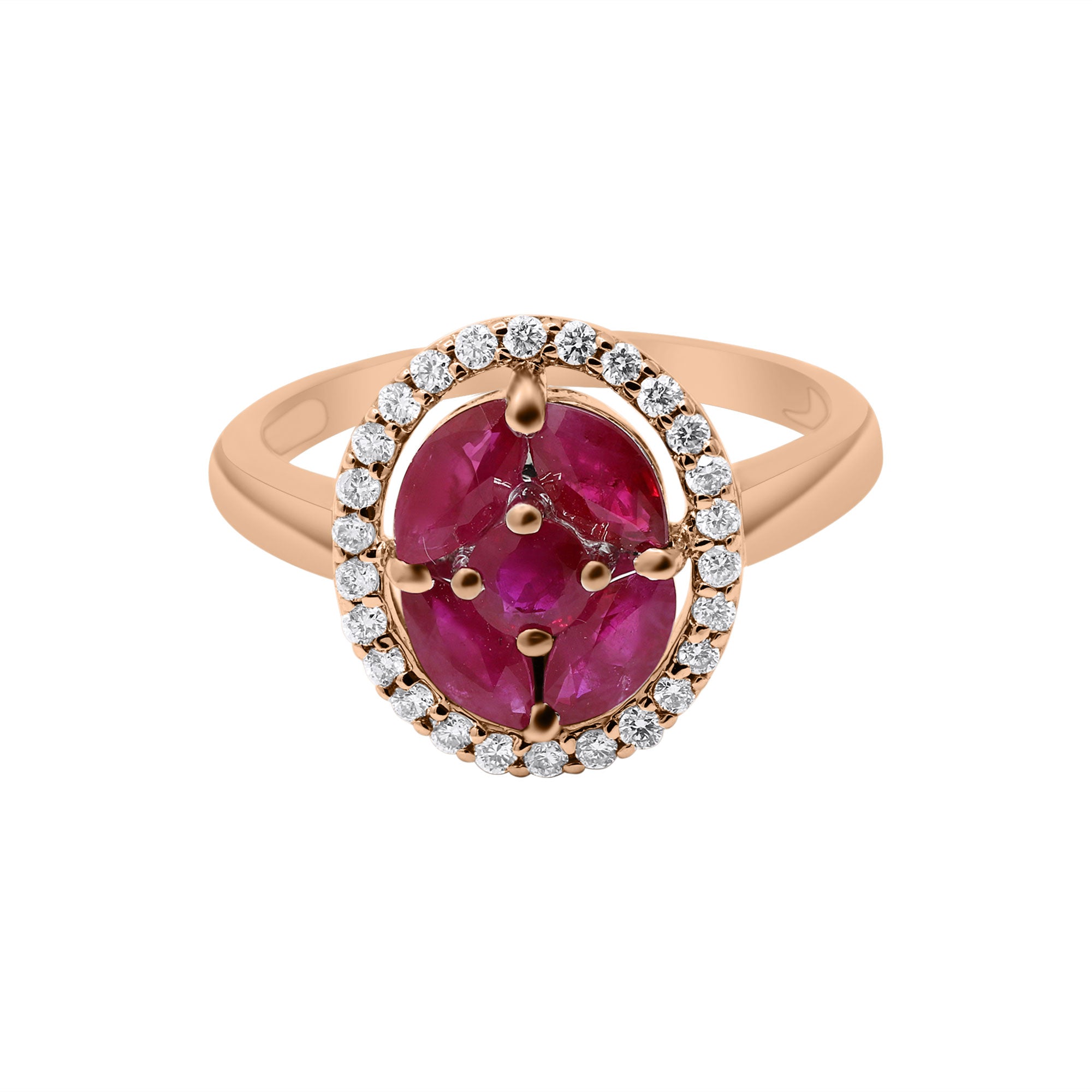 Natural Ruby With Diamond Yellow Gold Ring In 14k White Gold
