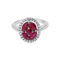 Natural Ruby With Diamond Yellow Gold Ring In 14k White Gold