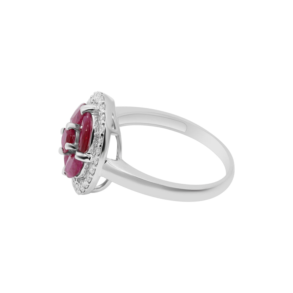 Natural Ruby With Diamond Yellow Gold Ring In 14k White Gold