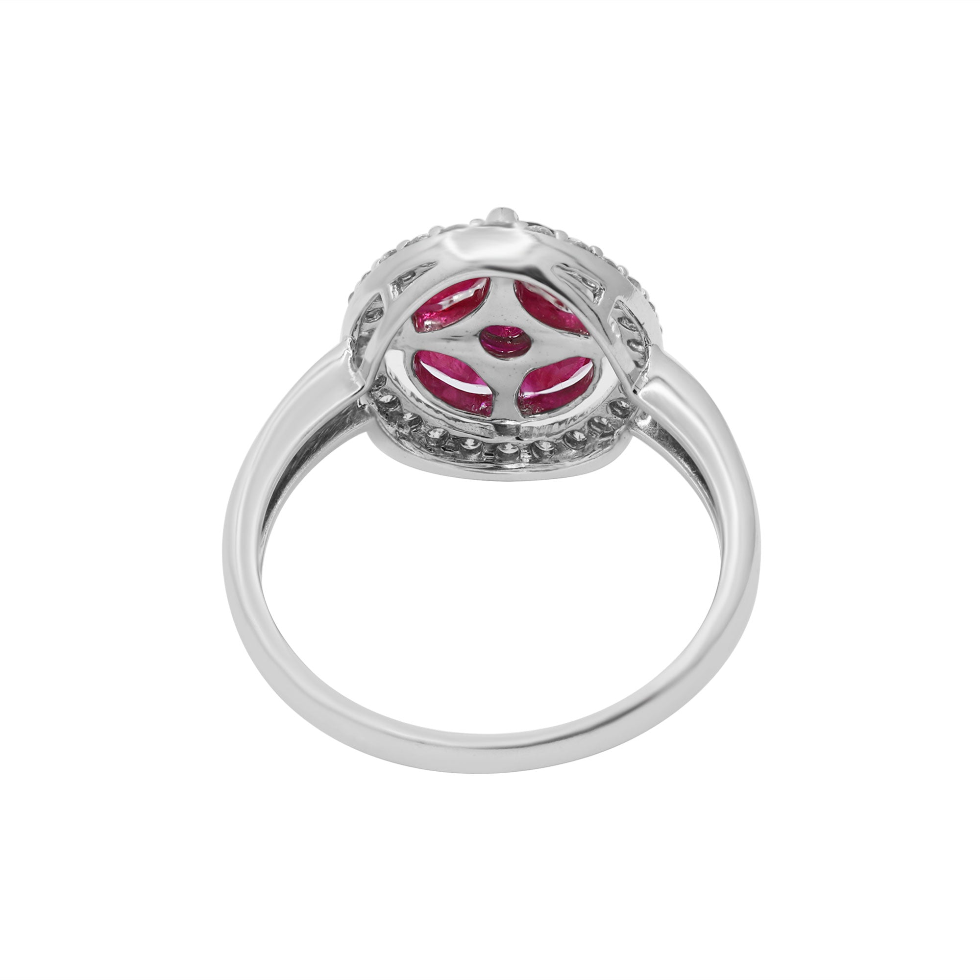 Natural Ruby With Diamond Yellow Gold Ring In 14k White Gold