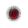 Natural Ruby With Diamond White Gold Ring In 18k White Gold