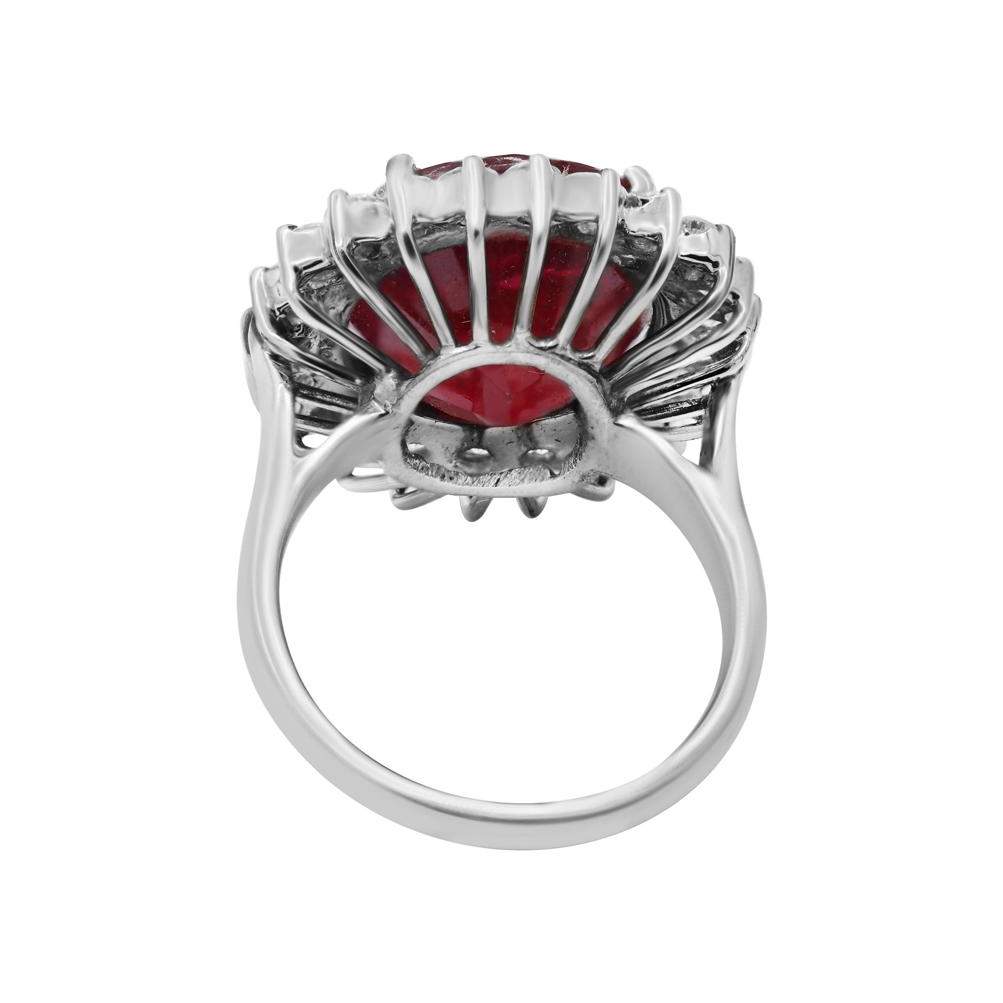 Natural Ruby With Diamond White Gold Ring In 18k White Gold