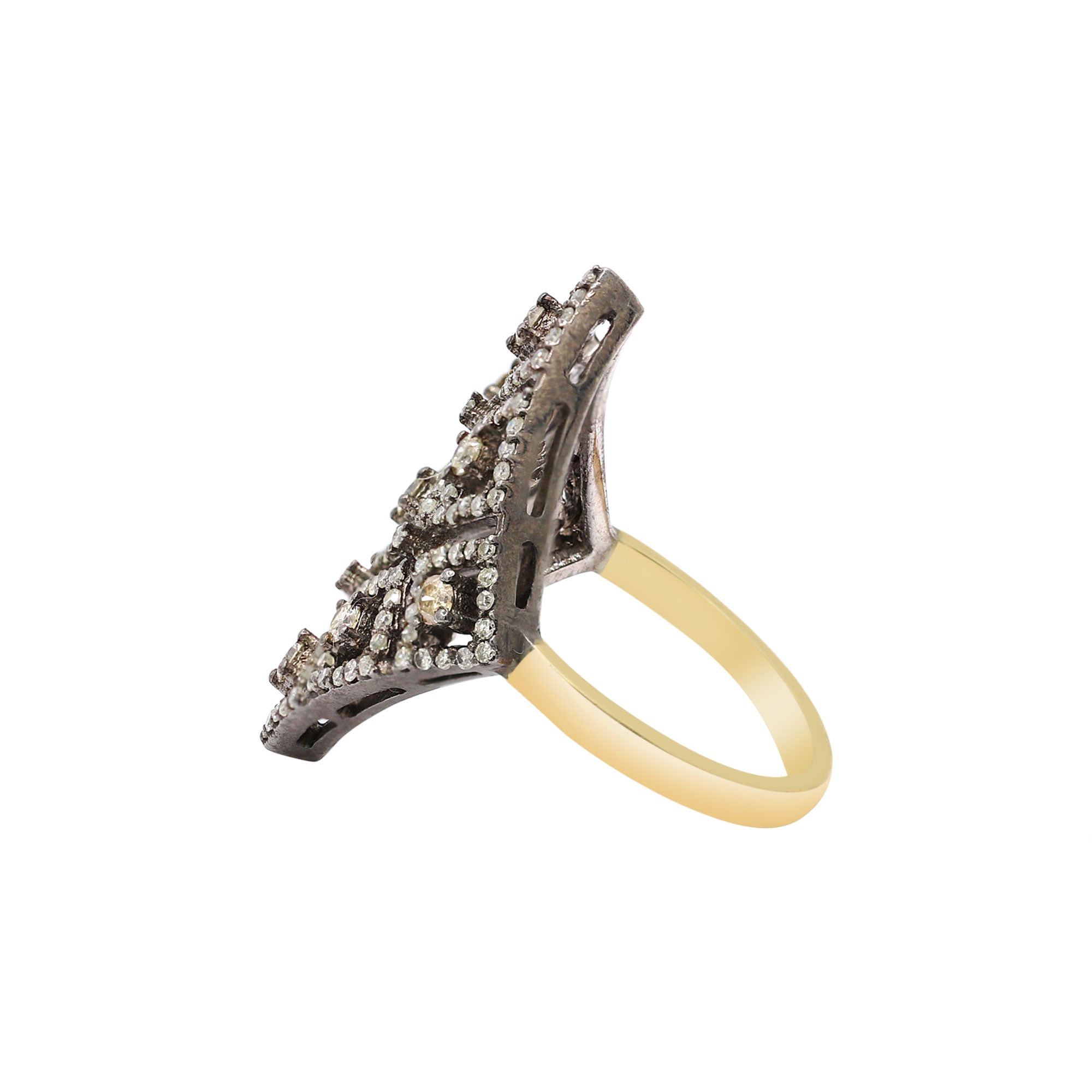 Beautiful Diamond Ring In 14K Gold Handmade Designer Ring By Mio Prezioso