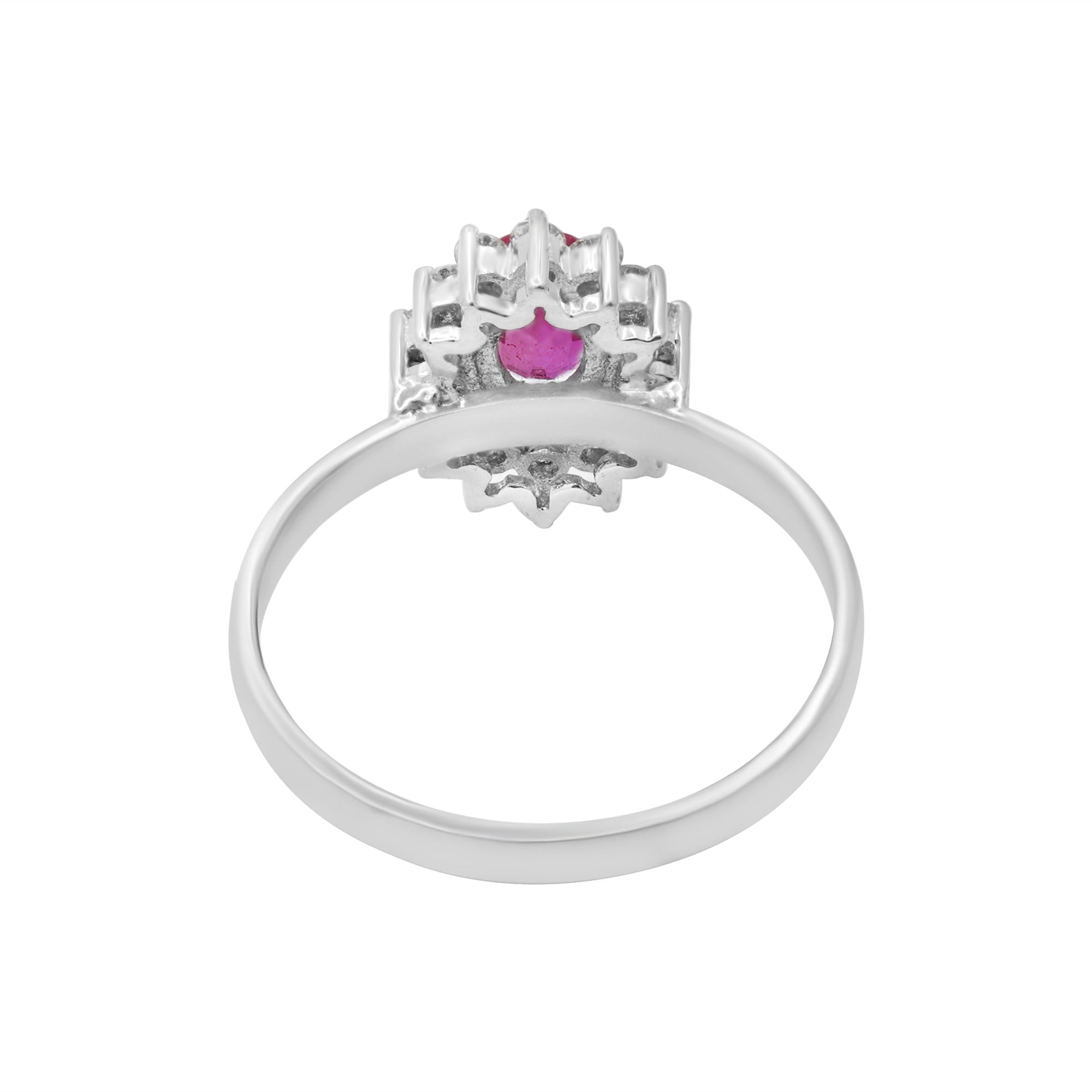 Natural Oval Cut Ruby With Diamond White Gold Ring In 18k Gold
