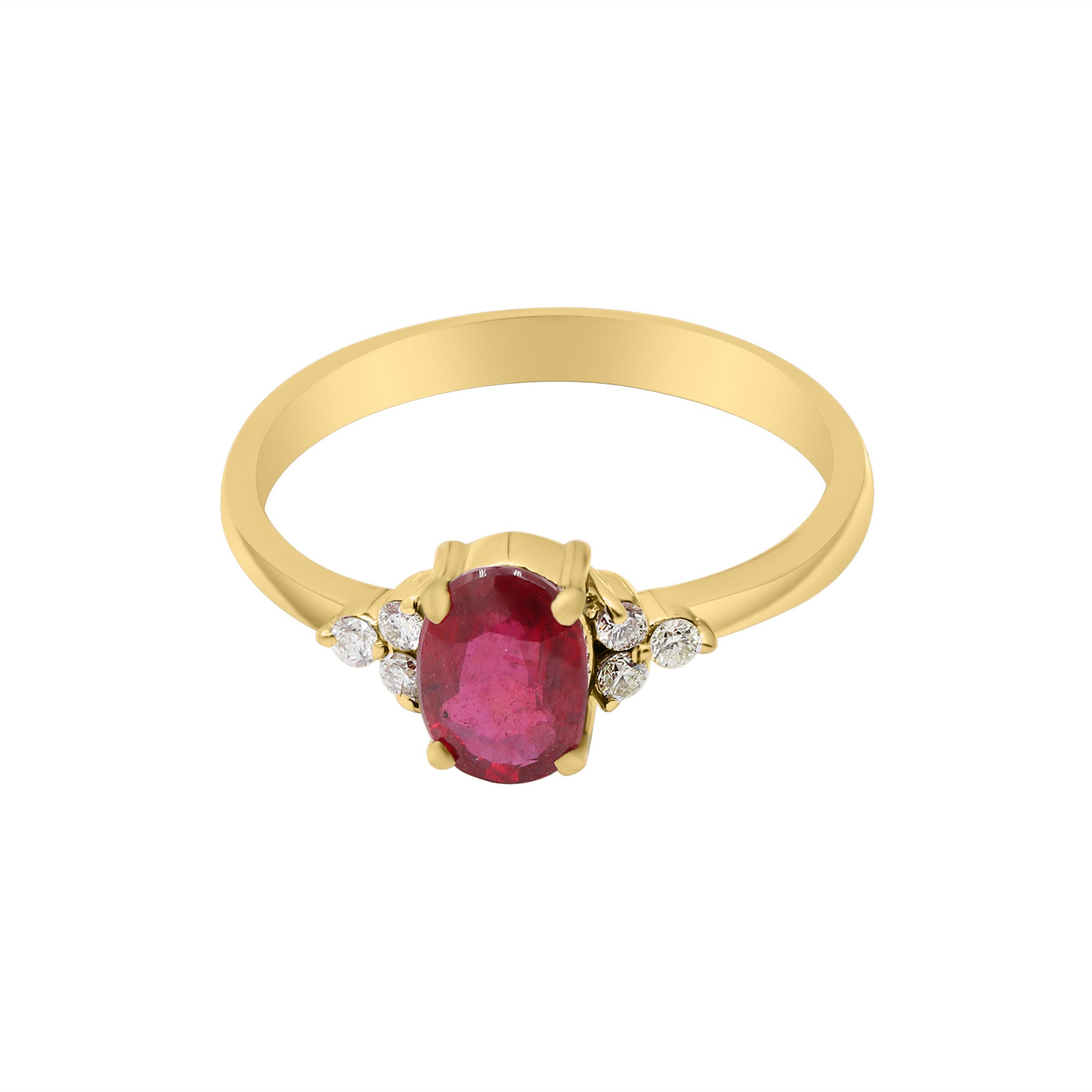 Natural Oval Ruby And Diamond White Gold Ring In 14k White Gold