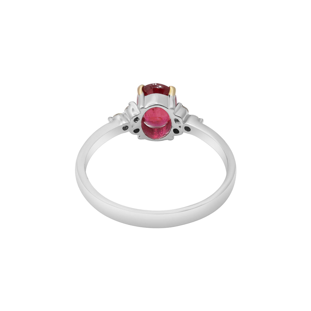 Natural Oval Ruby And Diamond White Gold Ring In 14k White Gold
