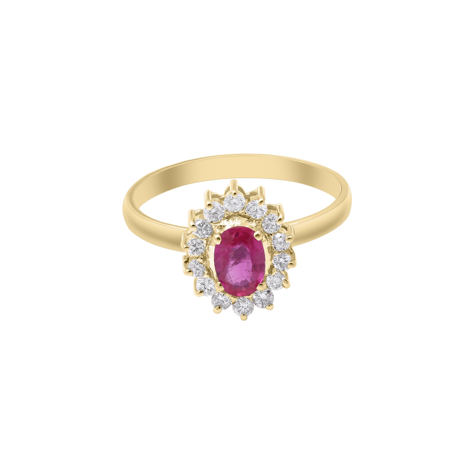 18k Gold Oval Cut Natural Ruby With Diamond White Gold Ring