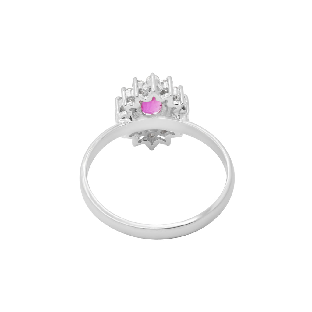 18k Gold Oval Cut Natural Ruby With Diamond White Gold Ring