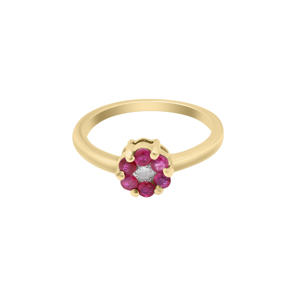 Designer Natural Ruby With Diamond Gold Ring In 18k White Gold