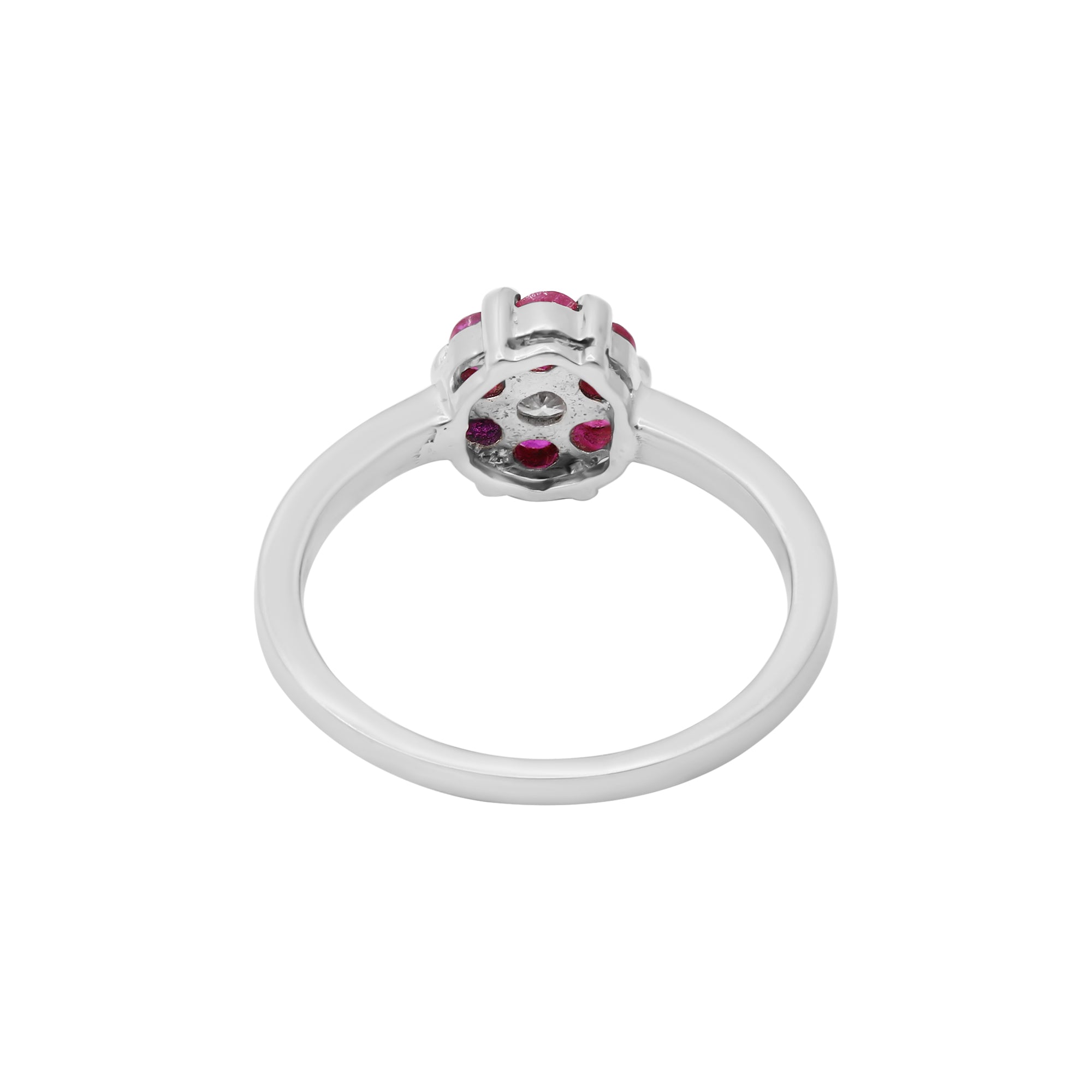Designer Natural Ruby With Diamond Gold Ring In 18k White Gold