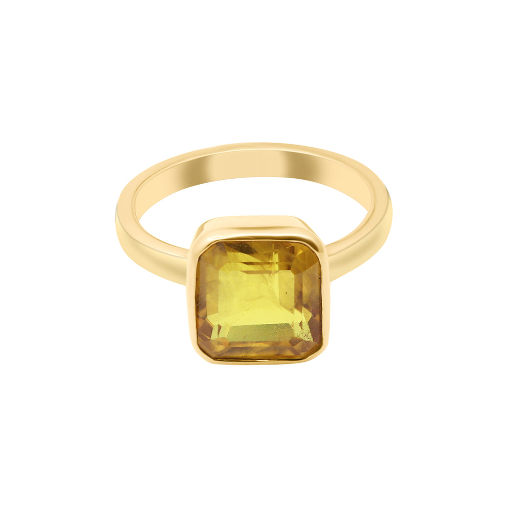 Yellow Sapphire Ring In 18K Gold Handmade Designer Ring By Mio Prezioso