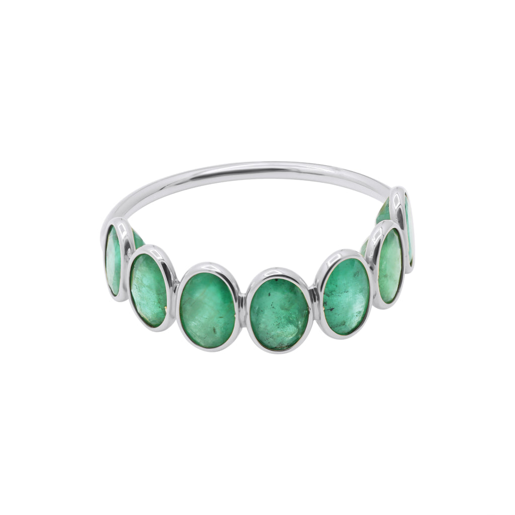 Beautiful Emerald Band In 18k Gold Ring For Women's And Girls