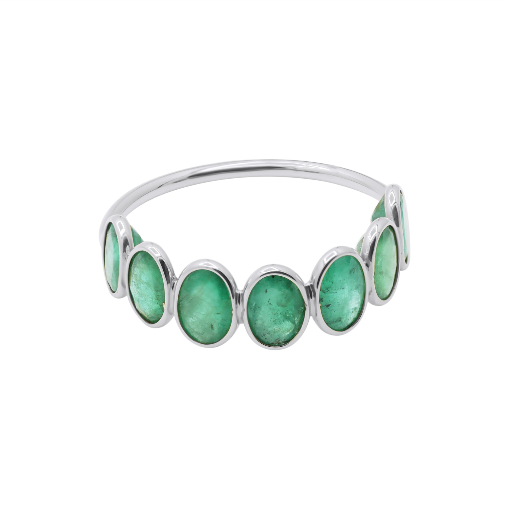 Beautiful Emerald Band In 18k Gold Ring For Women's And Girls
