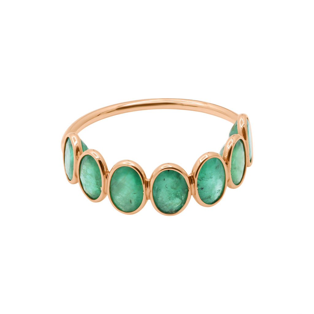 Beautiful Emerald Band In 18k Gold Ring For Women's And Girls
