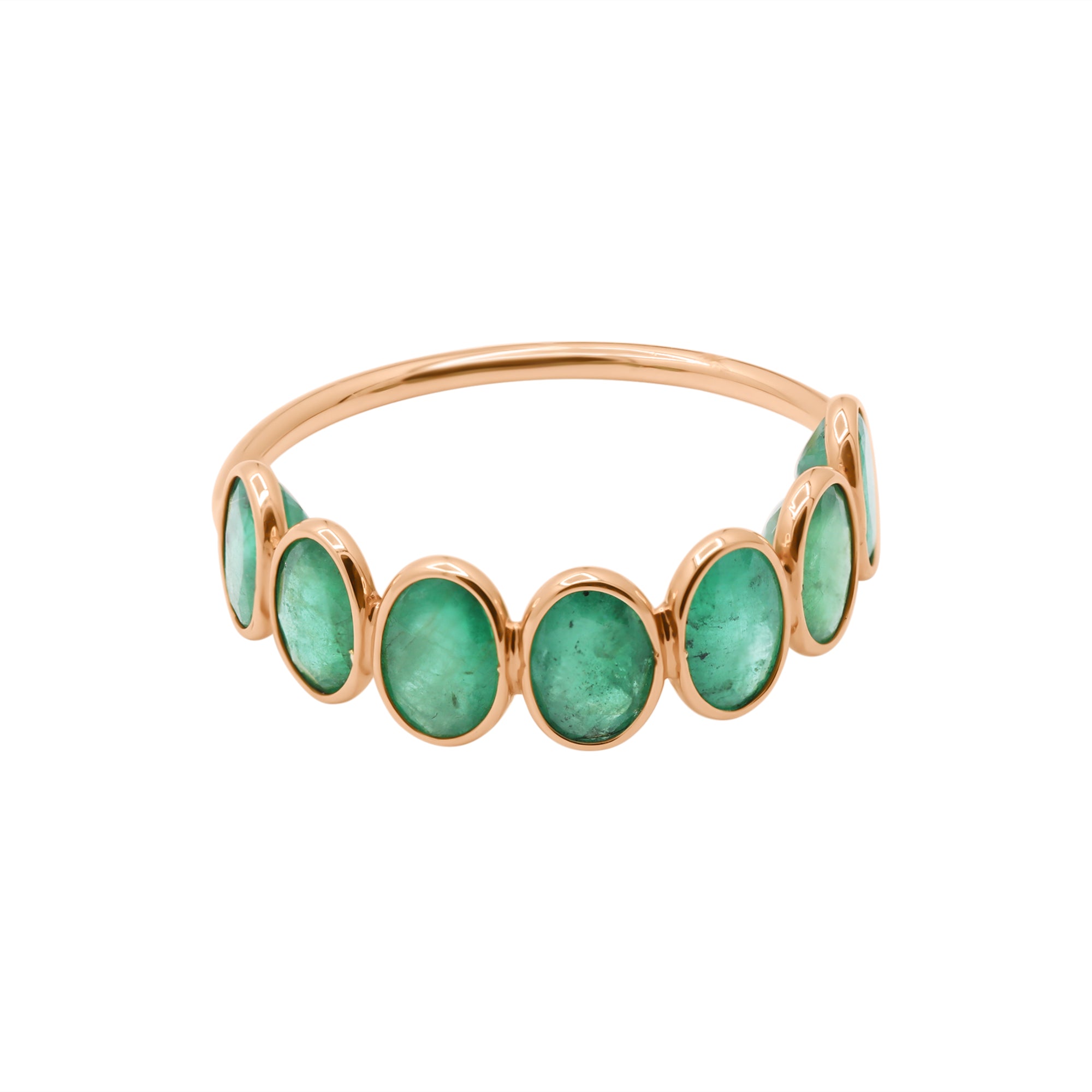Beautiful Emerald Band In 18k Gold Ring For Women's And Girls