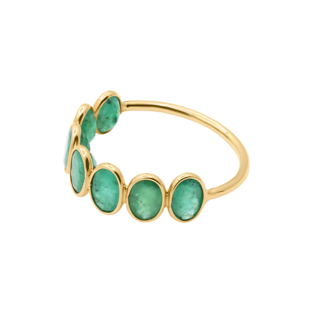 Beautiful Emerald Band In 18k Gold Ring For Women's And Girls