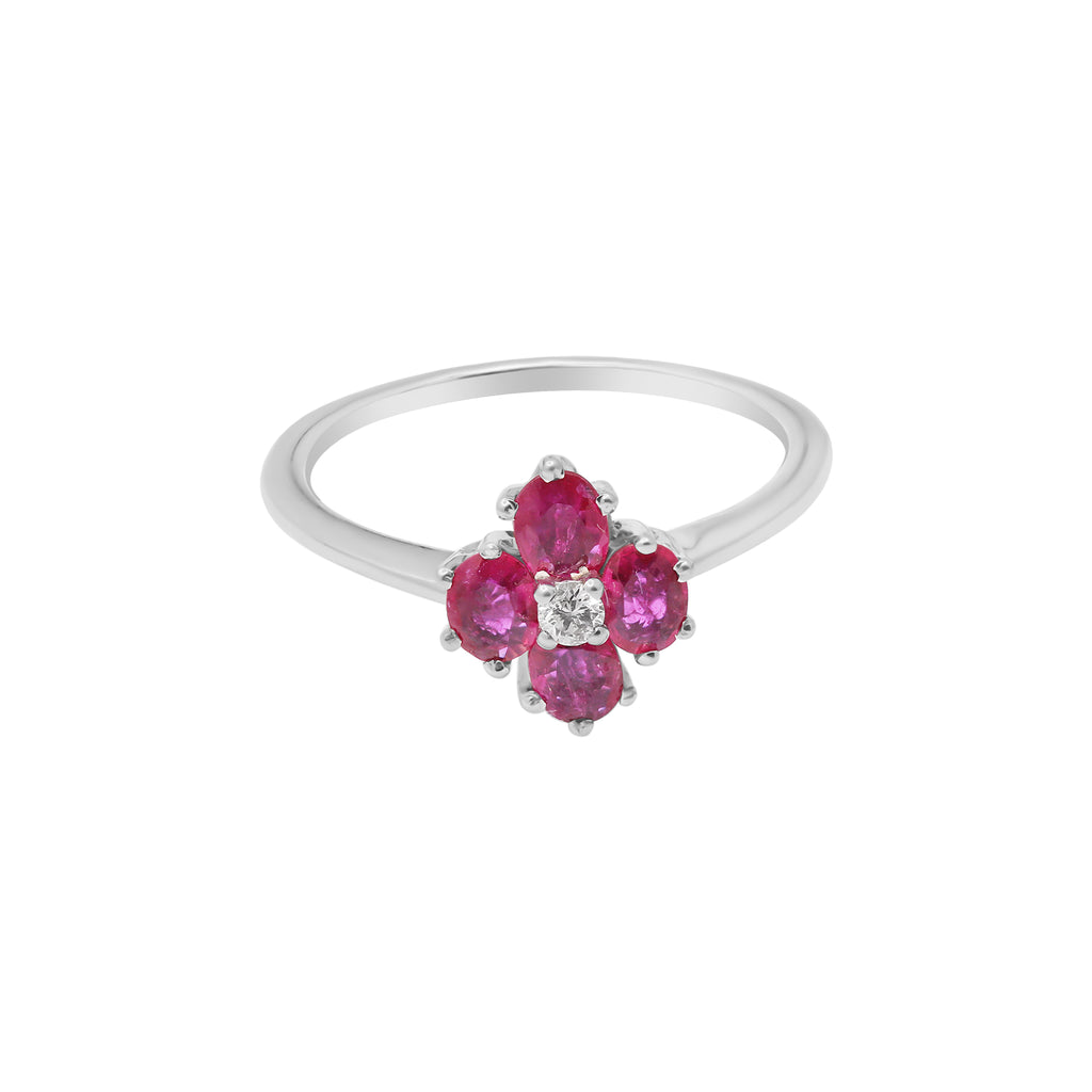 18k White Gold Natural Natural Ruby And Diamond White Gold Ring