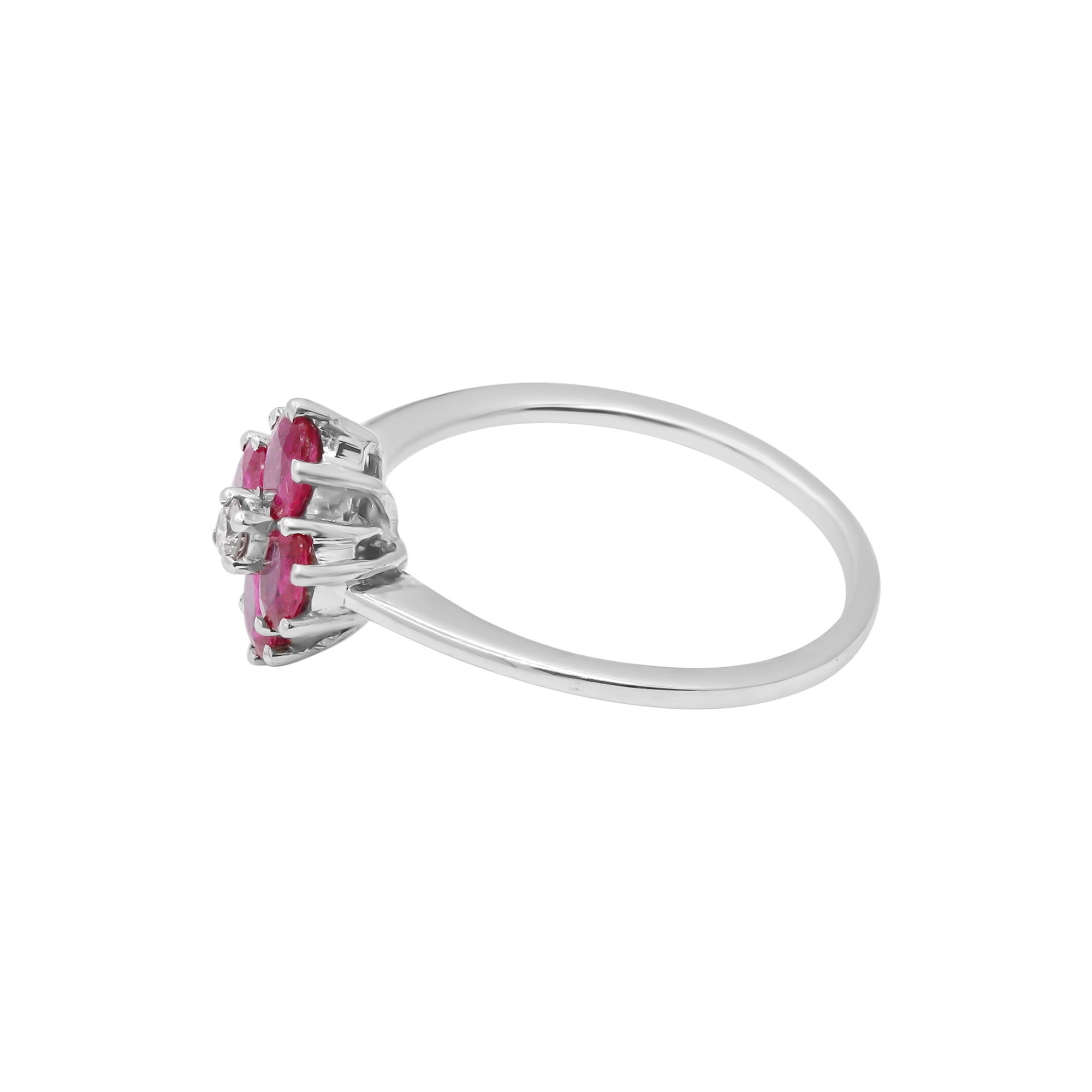 18k White Gold Natural Natural Ruby And Diamond White Gold Ring