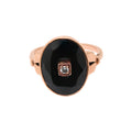 9k Rose Gold Black Onyx Oval Cut And Diamond Ring