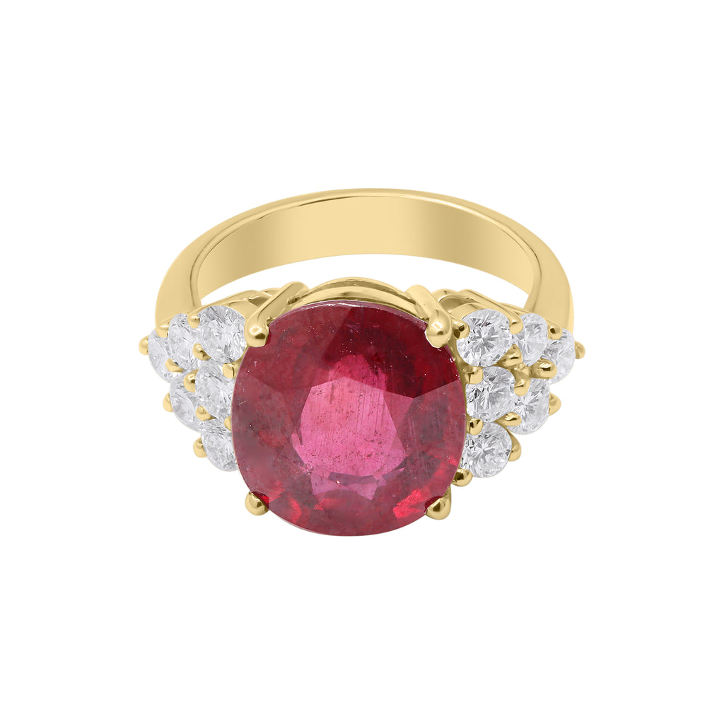 Beautiful 18k White Gold Natural Ruby And Diamond Ring